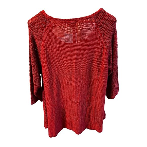 Meworld Red 3/4 Sleeve Scoop Neck Knit Top Sweater Sz 2X - Picture 2 of 7